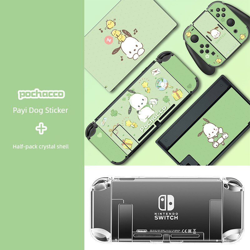Наклейка Pochacco для Nintendo Switch с полупрозрачным чехлом и пленкой