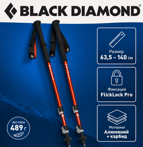 Изображение товара Треккинговые палки Black Diamond Trail Back Trek Poles, 63.5-140 cm