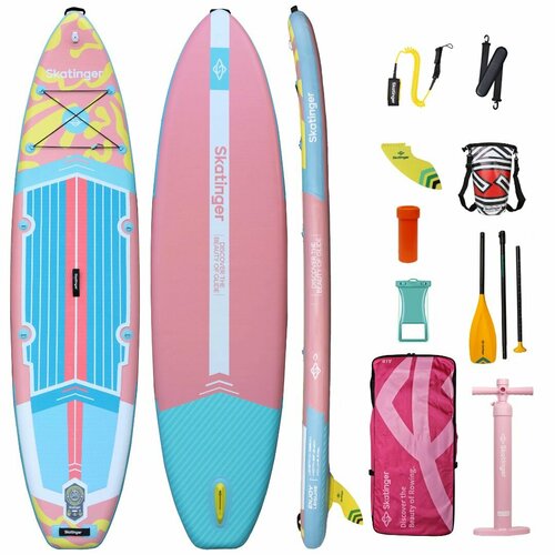 фото Надувная сап-доска skatinger white night glow (sup board) двухслойная 335*84*15см