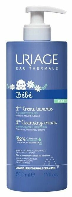Uriage Первый очищающий пенящийся крем Bebe 1st Cleansing Cream BAIN, 500 мл