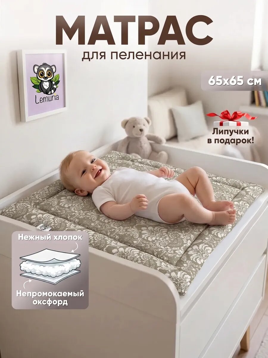 Пеленальный матрас двухсторонний с бортиками 65х65