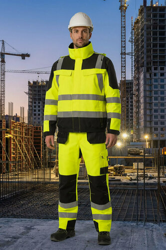 Изображение товара Брюки мужские рабочие юнионворквеар Хай-Вис (UNIONWORKWEAR Hi-Vis) Визибл демисезонные желтые