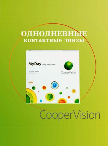 Изображение товара Контактные линзы CooperVision MyDay daily disposable 90 шт, R 8.4, D -3.00, прозрачный, 1 уп.