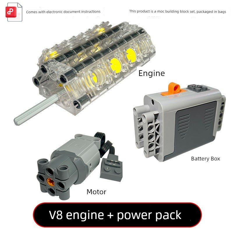 Прозрачный комплект V8 двигатель с батарейным отсеком и мотором для динамической механической сборки