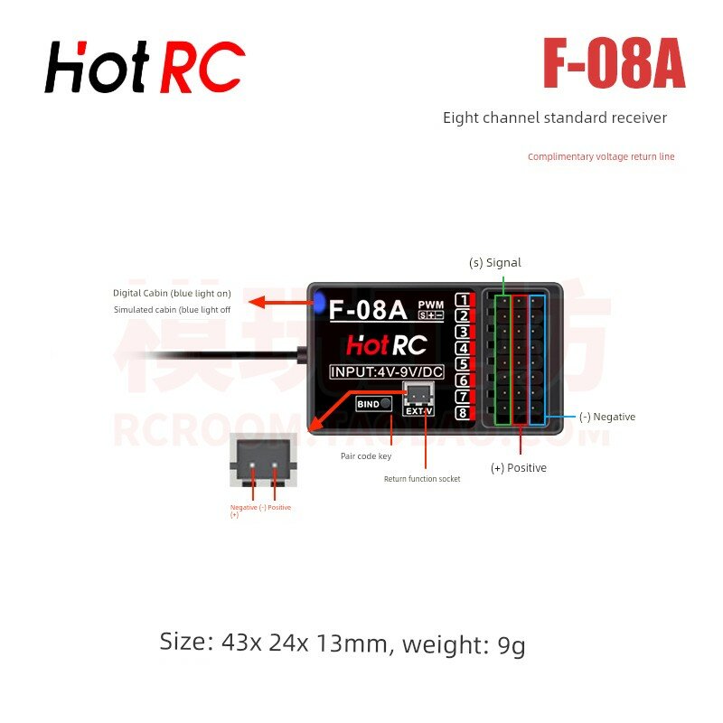 HOTRC F-08A 8-канальный RC-приемник для надежного управления дронами