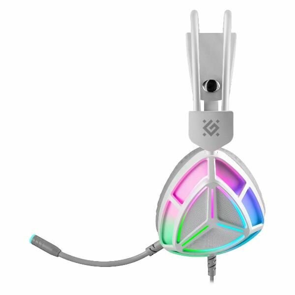 Игровые наушники Defender Prism белый, RGB, провод 2 м — фото 1