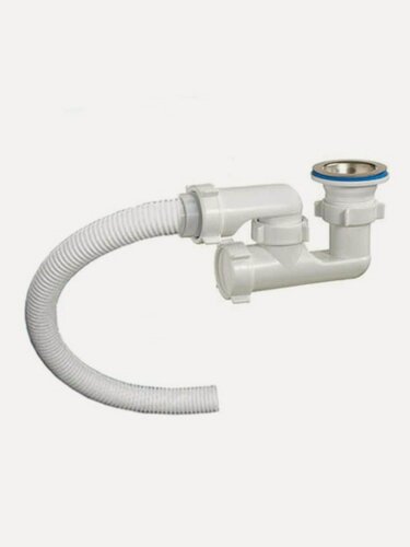 Изображение товара Сифон для душевого поддона Сантехпродукт 40х40/50 с выпуском, белый, полипропилен, артикул Е-82581