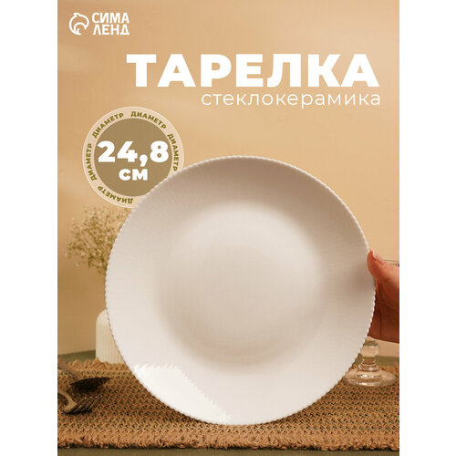 Тарелка обеденная Лунный свет d248 см стеклокерамика белая 531₽