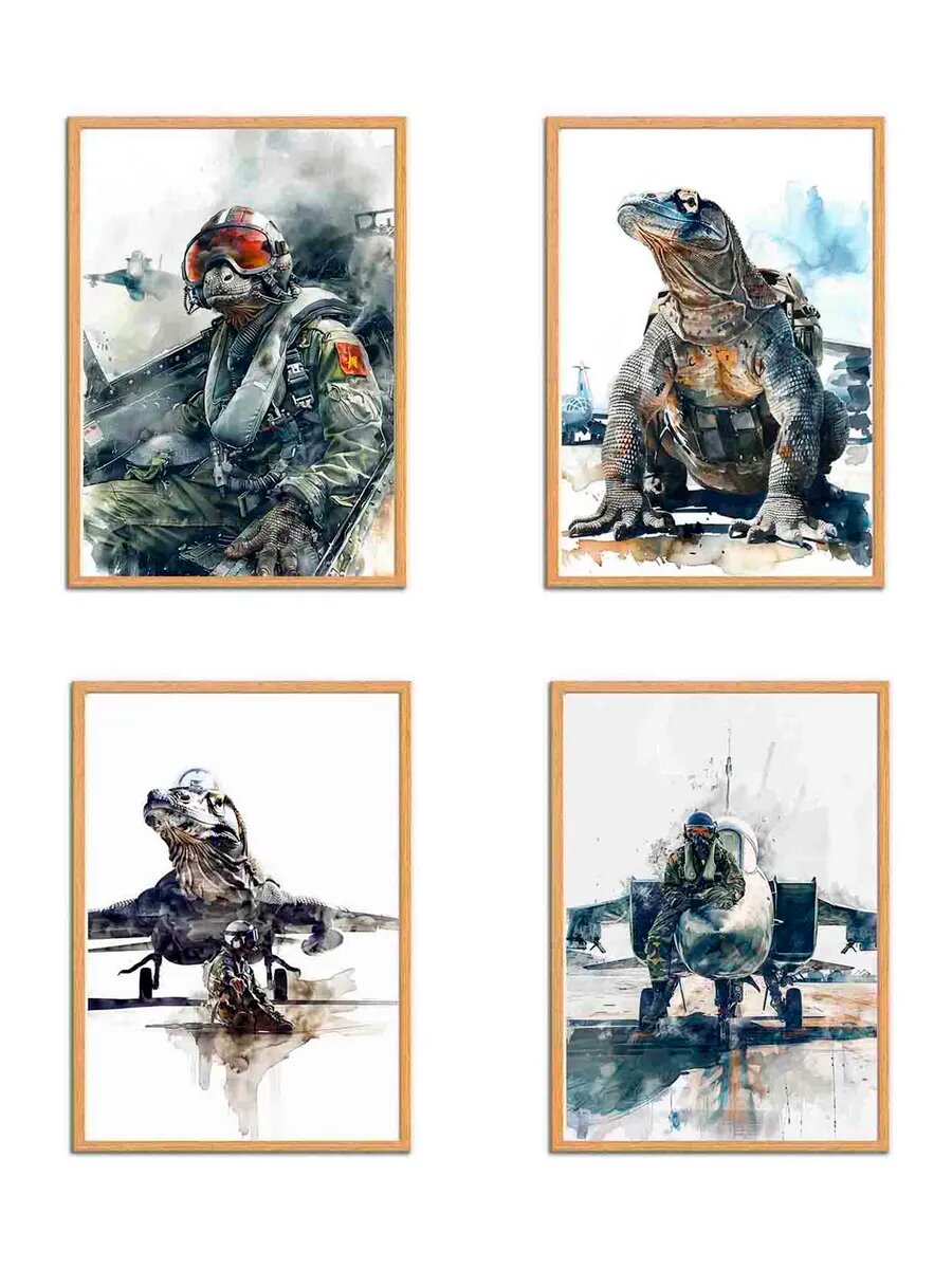 Комодский варан Пилот, 4 Плаката, 30x21см