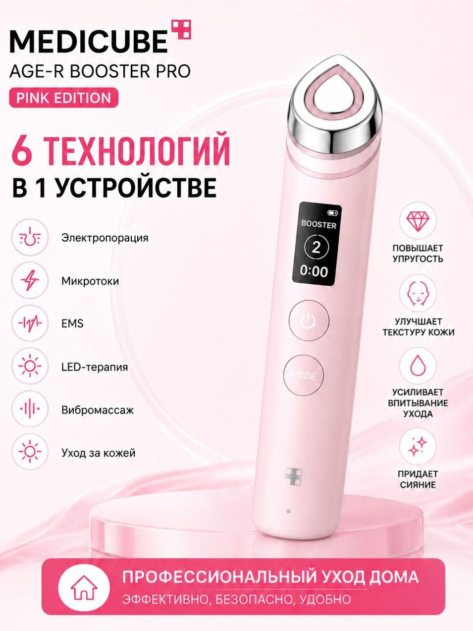 MEDICUBE Массажер для лица MEDICUBE AGE-R BOOSTER PRO PINK
