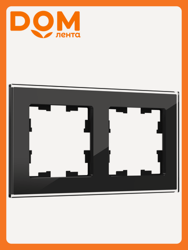 Изображение товара Рамка IEK Brite 2-местная РУ-2-2-БрЧ стекло черная