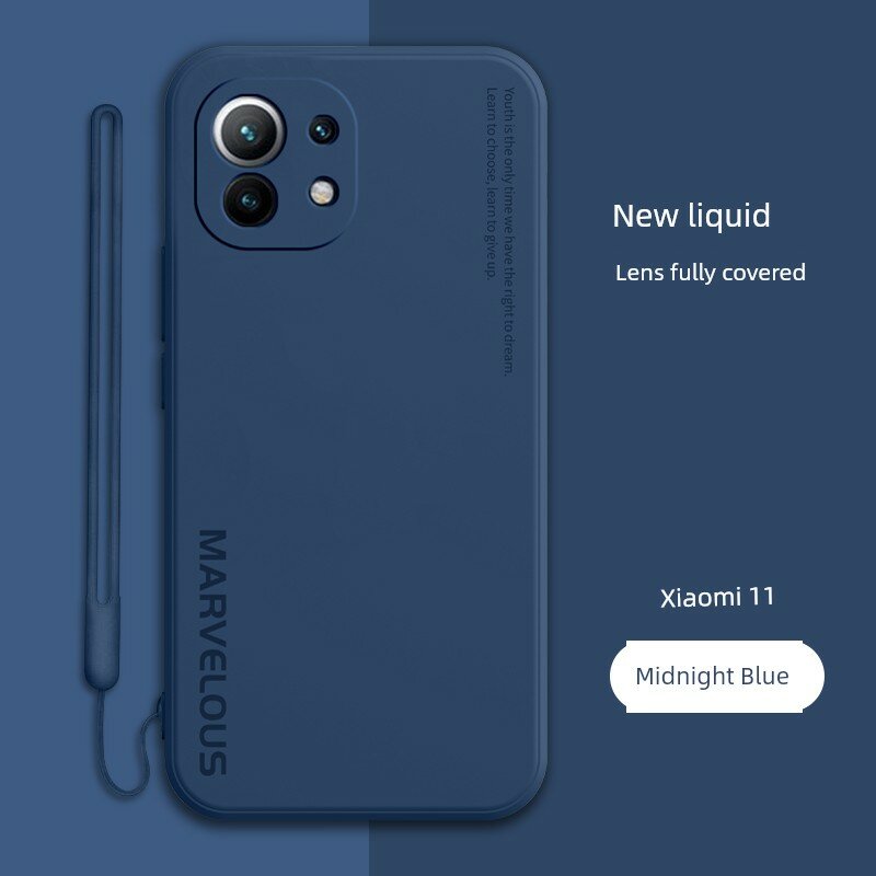Жидкий силиконовый чехол для Xiaomi 11 Pro, миднайт блю - премиум-качество защитный чехол с ультратонким дизайном