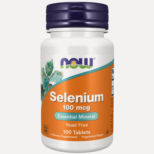 Изображение товара Селен, НАУ, NOW Selenium 100 mcg, 100 таблеток, Витамины для иммунитета взрослым, для щитовидной железы