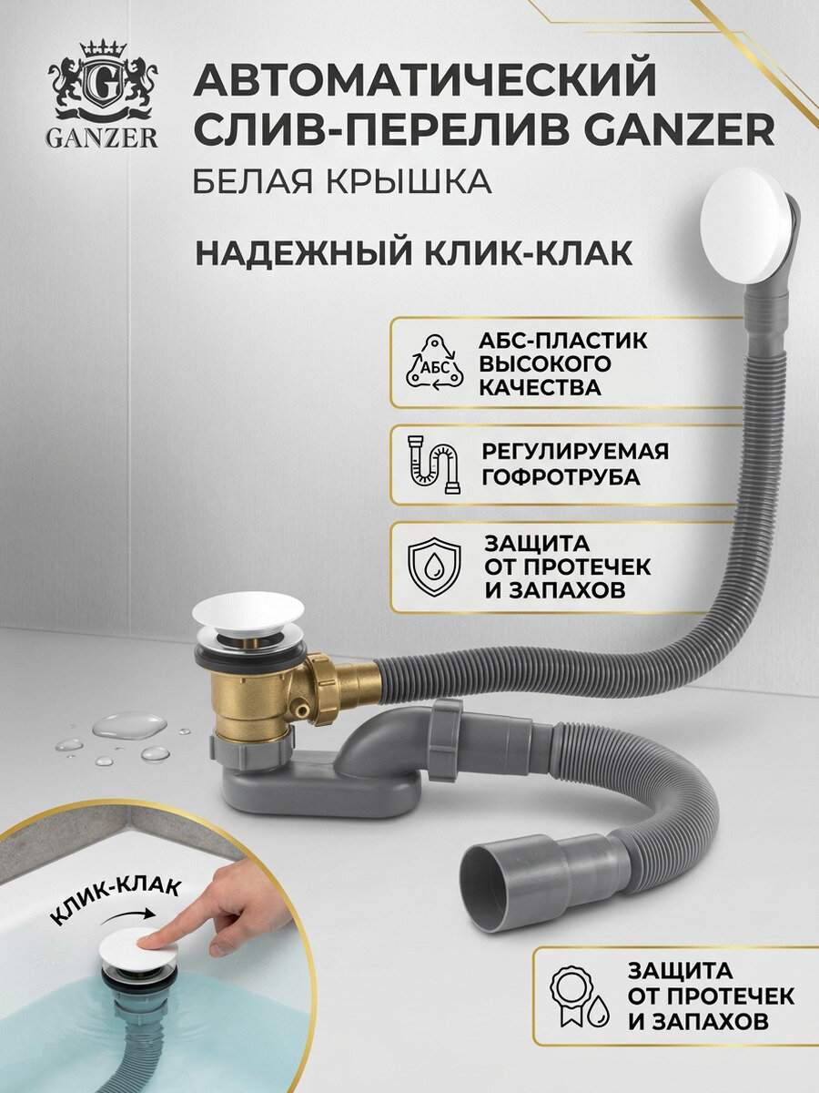 Пластиковая обвязка (автомат) для ванны Ganzer GZ1199-F белый