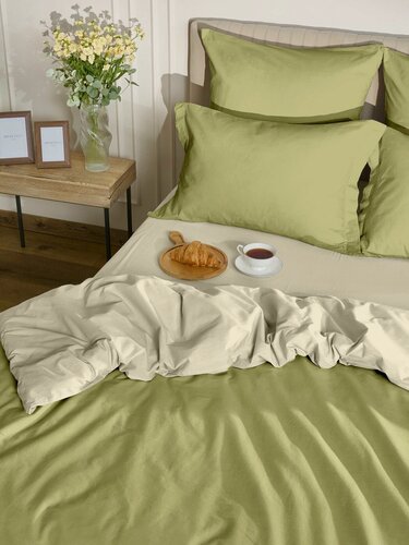 Изображение товара Cozy Home, Постельное белье 2 спальное Перкаль, 2 нав. 50х70, Матча-латте