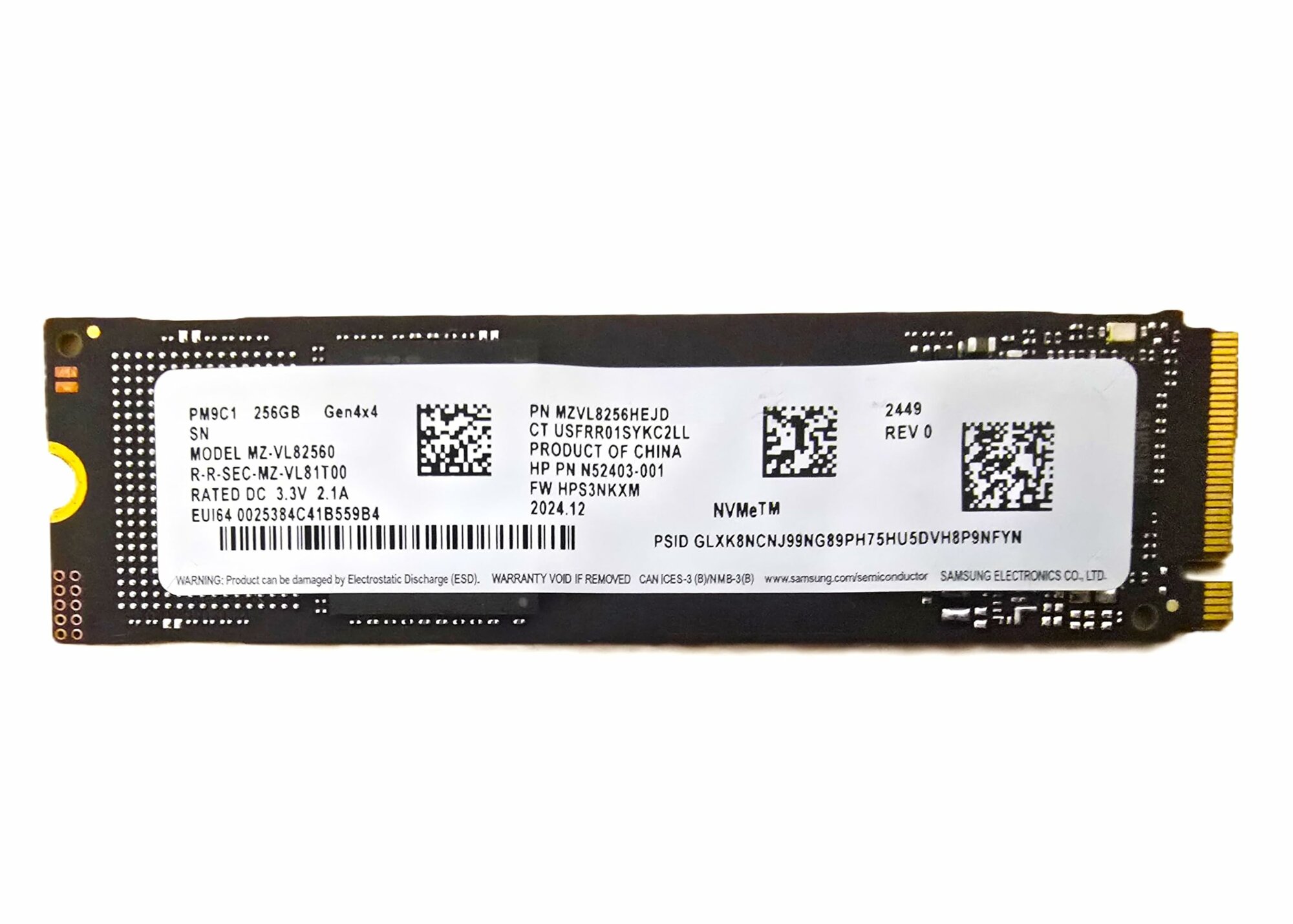 SSD накопитель Samsung PM9C1 / Kioxia 256GB M.2 NVMe PCIe 4.0 x4 OEM, до 3500MB/s, для ноутбуков и ПК