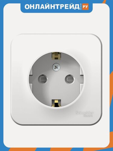 Изображение товара Розетка Systeme Electric (schneider Electric) SCHNEIDER ELECTRIC BLANCA с заземлением, со шторками, изол. пл, 16А, 250В, Белый, BLNRA011111