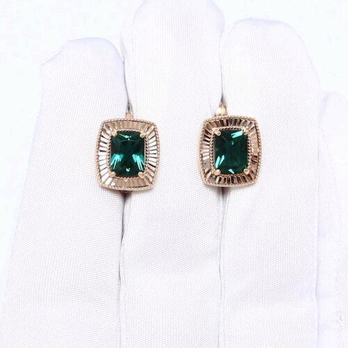 фото Серьги diamant online, красное золото, 585 проба, турмалин, длина 1.3 см, , зеленый