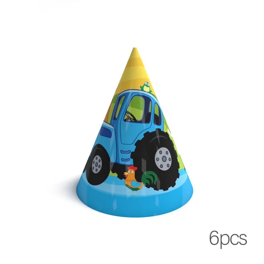 Голубой трактор набор для праздника Birthday hat