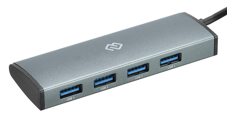 Разветвитель USB-C Digma HUB-4U3.0-UC-G 4port grey