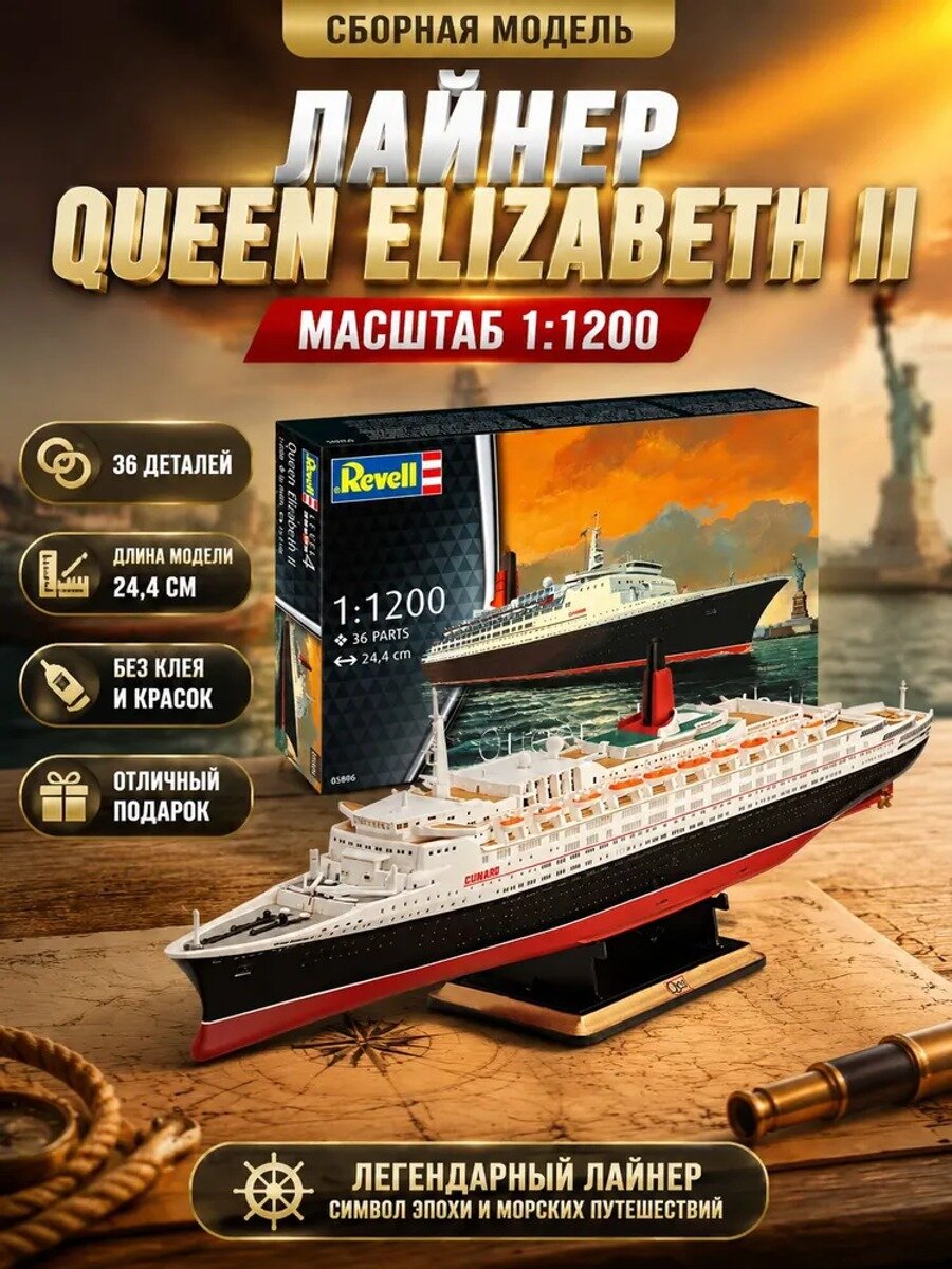 Сборная модель лайнер Queen Elizabeth II Revell масштаб 1/1200