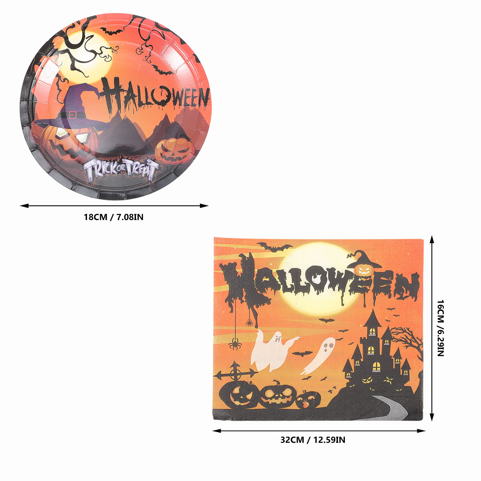 Набор Из 1 Шт Halloween Paper Plates И Салфеток Универсальная Посуда Для Праздничного Ужина 32x16 Cm