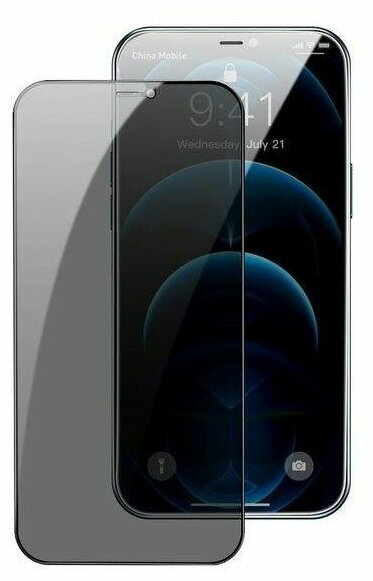 Защитное стекло на дисплей антишпион Bingo 9D/9H для Apple iPhone 13/13 Pro/14/16e/17e, Черная рамка, 0,23 мм