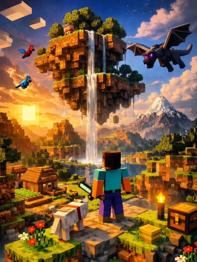 Алмазная Мозаика "LEGO Minecraft" 40х60 См Алмазная Вышивка / Картина Стразами Подарков / Украшения