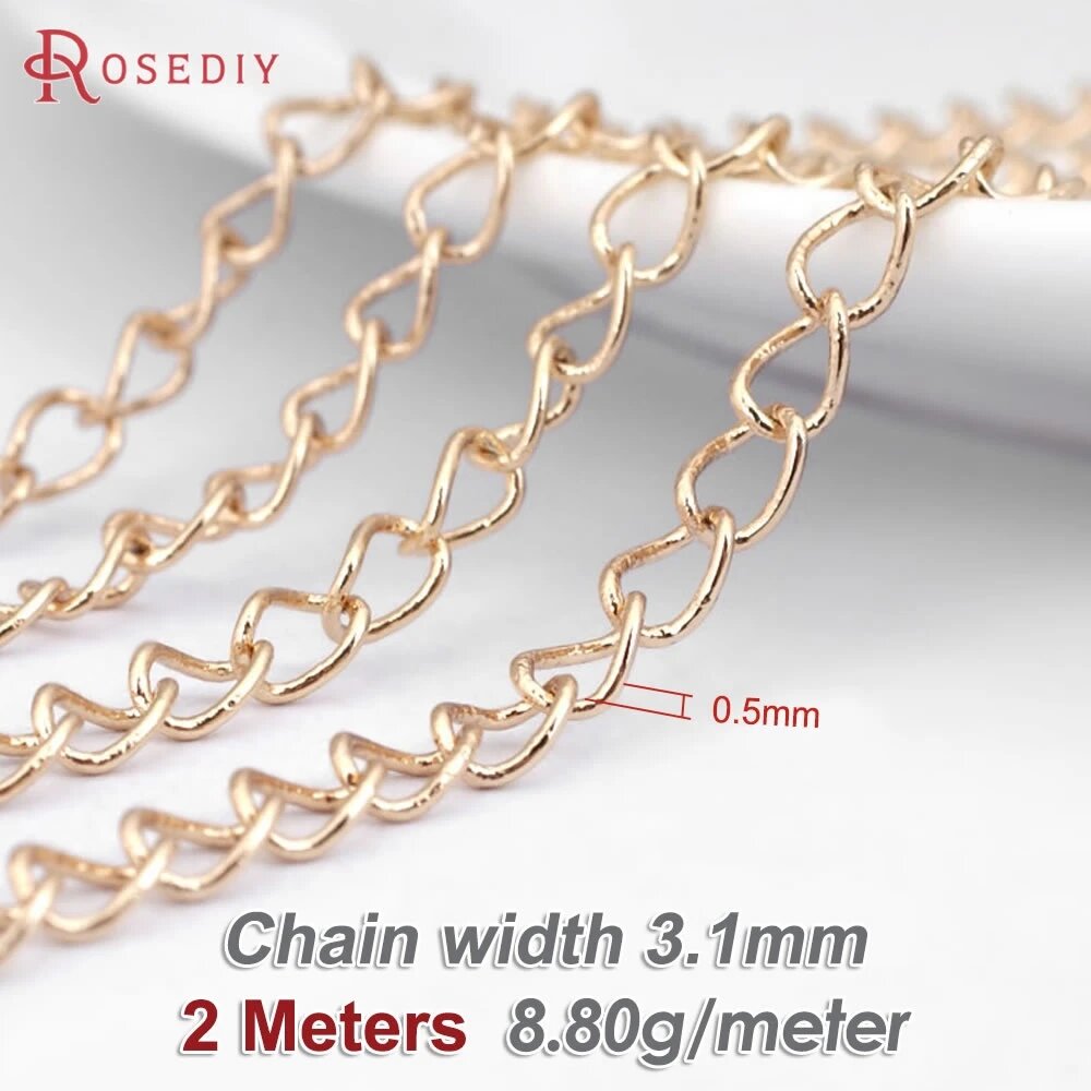 Цепочка Rosediy, 2 метра, ширина 3.1 мм, цвет 31197-ChampagneColor
