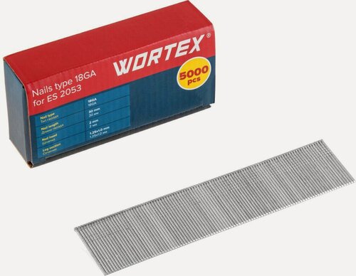 Изображение товара Гвозди для нейлера тип 18GA 30 мм WORTEX, 30 мм, 5000 штук, для ES 2053