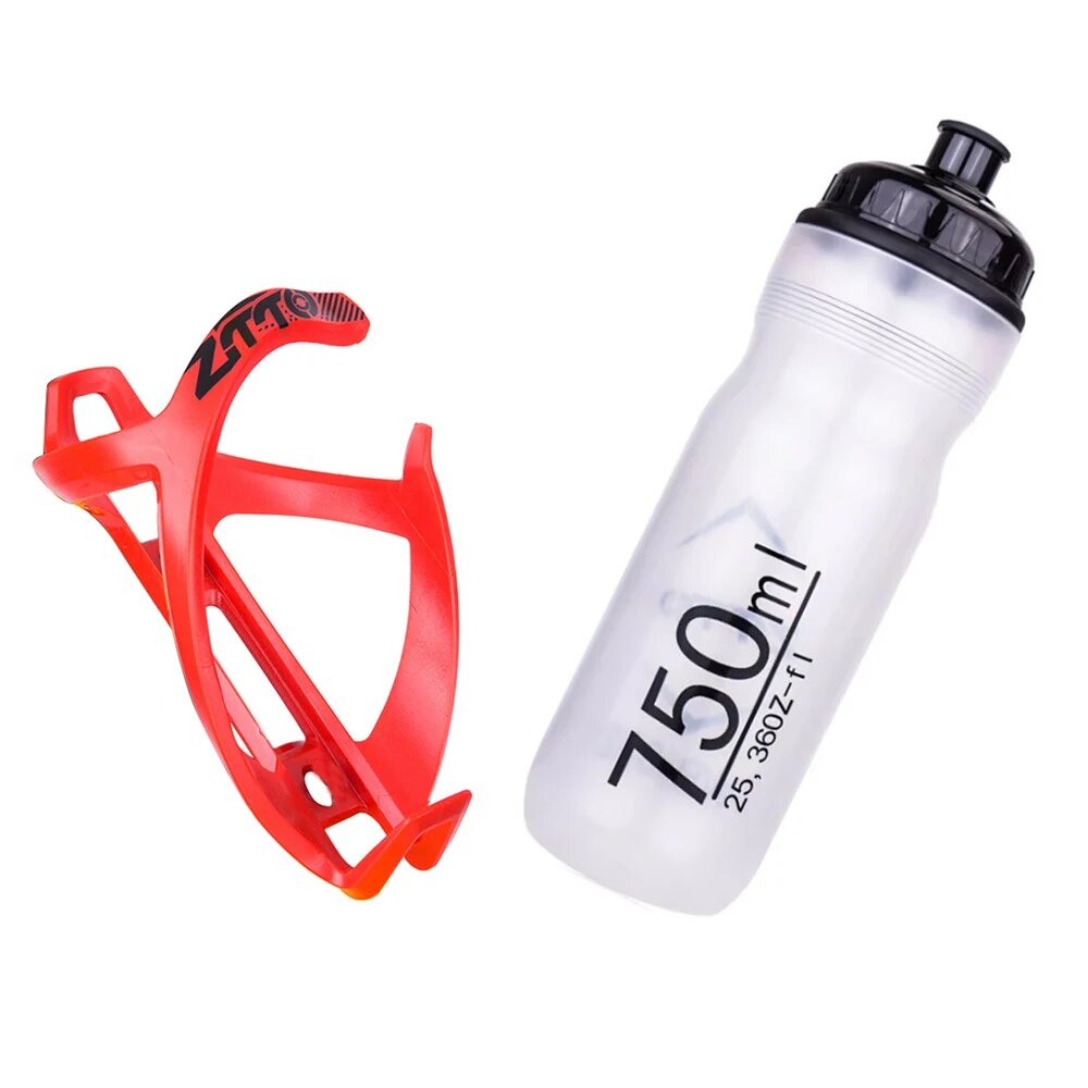 Велобутылка ZTTO 750 мл из полипропилена Красный, Red Cage and bottle