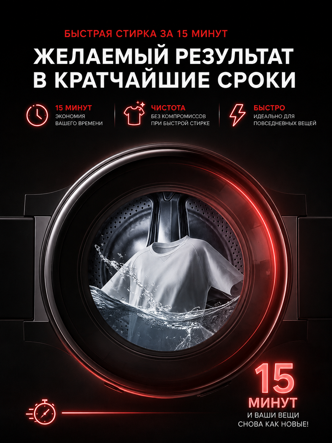 Стиральная машина TCL W-SF606W, 16 режимов, с паром, нержавеющая сталь, загрузка 6 кг — фото 1