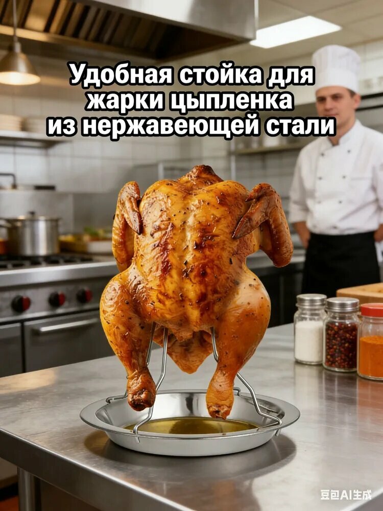 Практичная подставка для жарки цыпленка, подходит для использования в духовке и на открытом огне