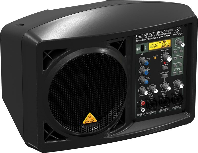 BEHRINGER B207MP3 - активная акустическая система с MP3/монитор , 6,5', 150Вт, класс D, микшер 4 кана