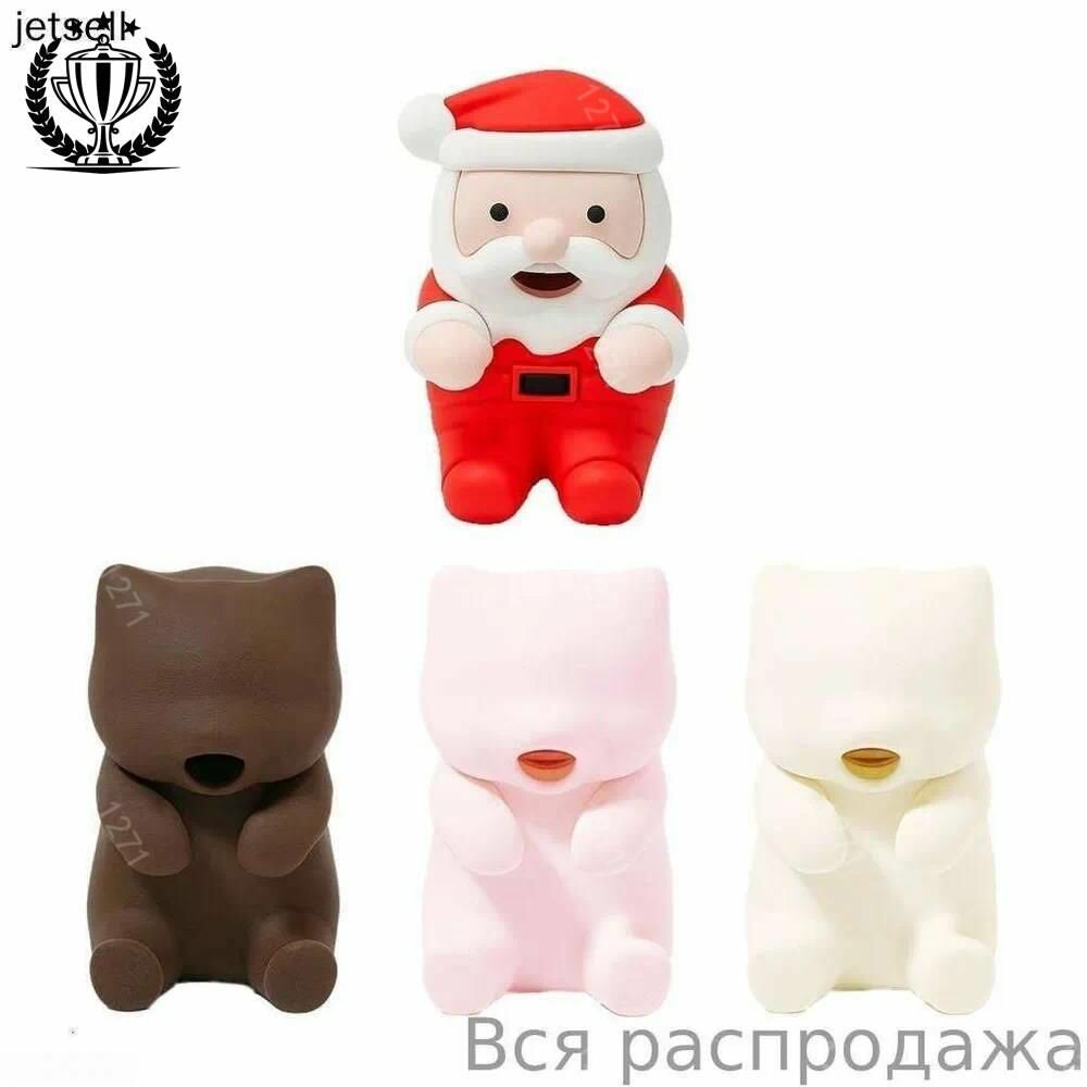 Силиконовые ночники Санта-Клаус и мишки разных цветов, мягкий свет для детской комнаты