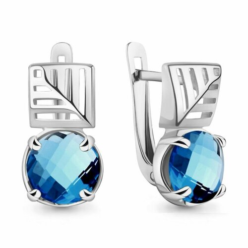 фото Серьги яхонт, серебро, 925 проба, , синий