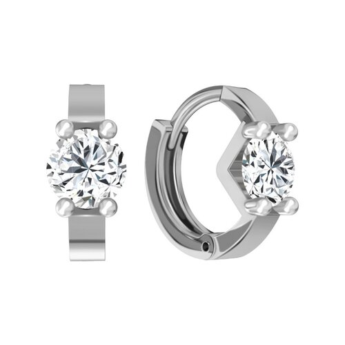 фото Серьги diamant online, белое золото, 585 проба, фианит, длина 0.9 см, , прозрачный