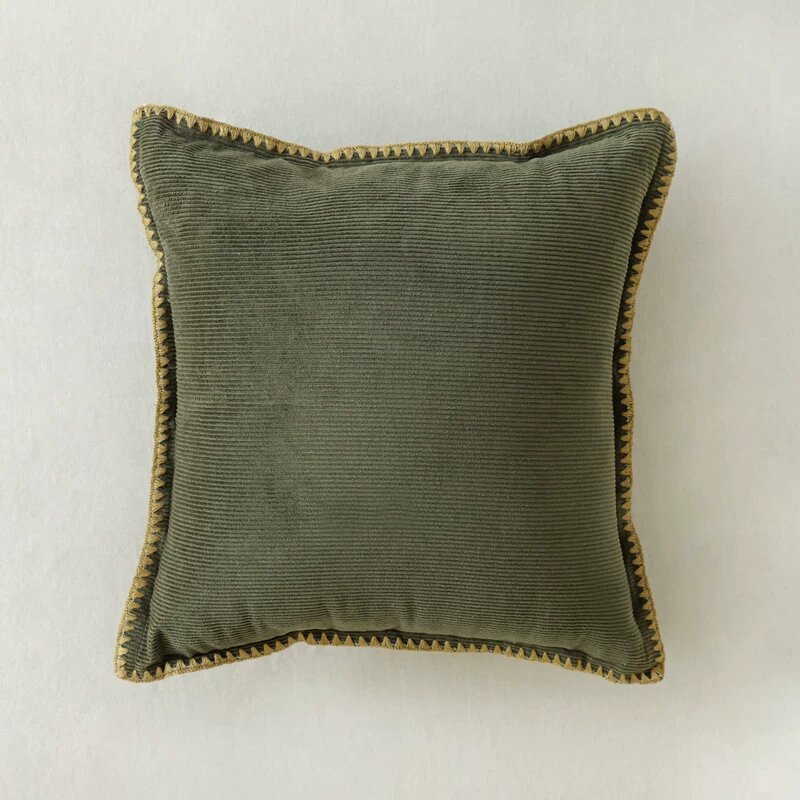 Минималистичный джапанди вельветовый подушка-подушка, 45x45 см, армейская зелень цвет с вкладышем, современная гостиная