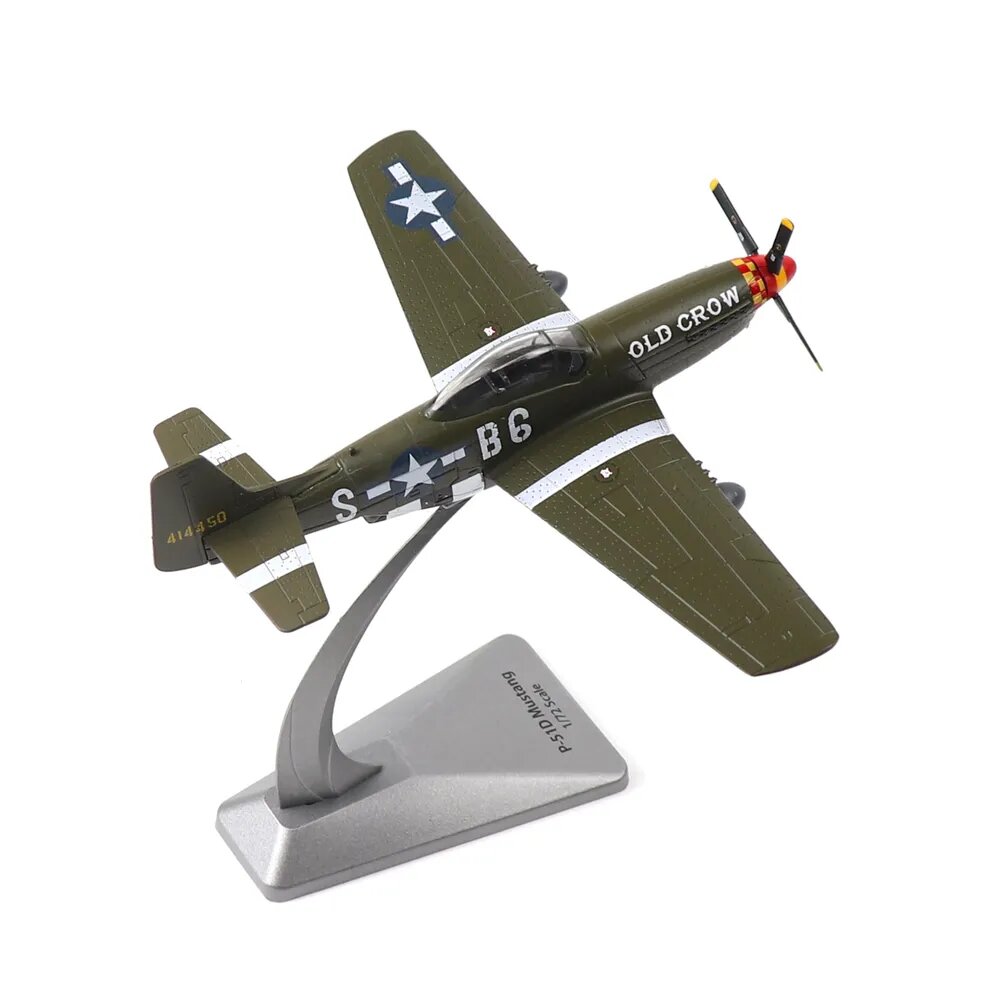 P51-D Mustang 1/72 с подставкой, подарочный литой под давлением истребитель из сплава, предварительно собранный коллекционный самолет для демонстрации или подарка