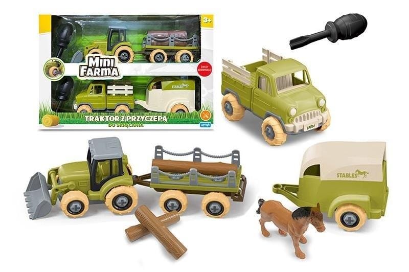Игрушечная машинка Artyk Mini Farma, трактор с прицепом для сборки