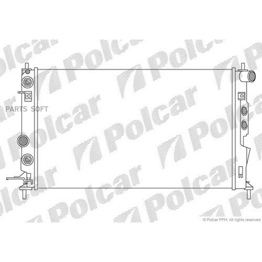 Радиатор, охлаждения двигателя Opel Vectra B 95-> АКПП (+AC) от официального дистрибьютора, POLCAR, артикул 551608A3