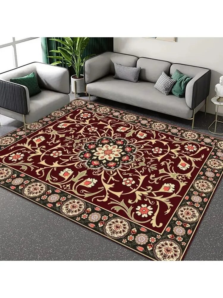 Ковер безворсовый 140x200 см художественная печать белый, желтый