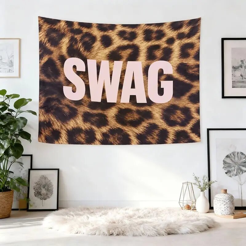 Гобелен на стену "SWAG" с леопардовым принтом