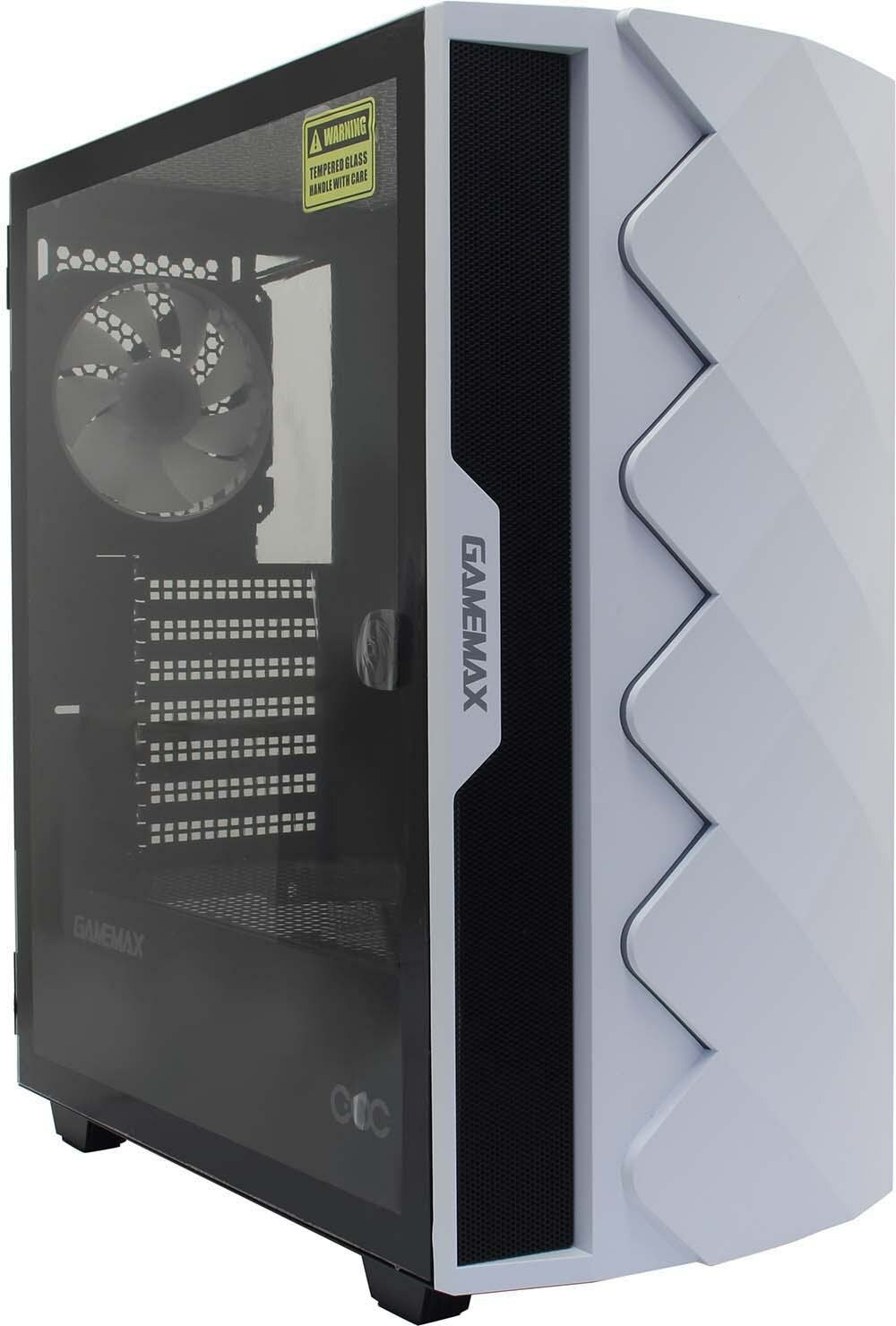 Корпус для ПК GAMEMAX White Diamond COC Midi-Tower E-ATX, 2*USB, стекло, 1*120 ARGB, 1*140мм СОС без БП