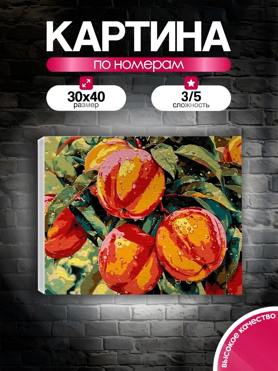 Картина по номерам 30x40 Спелые персики