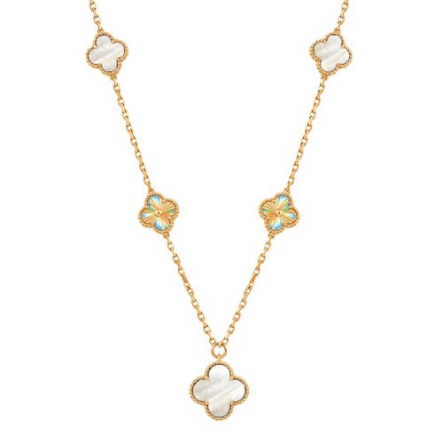 фото Колье diamant online, красное золото, 585 проба, перламутр, длина 40 см., мультиколор