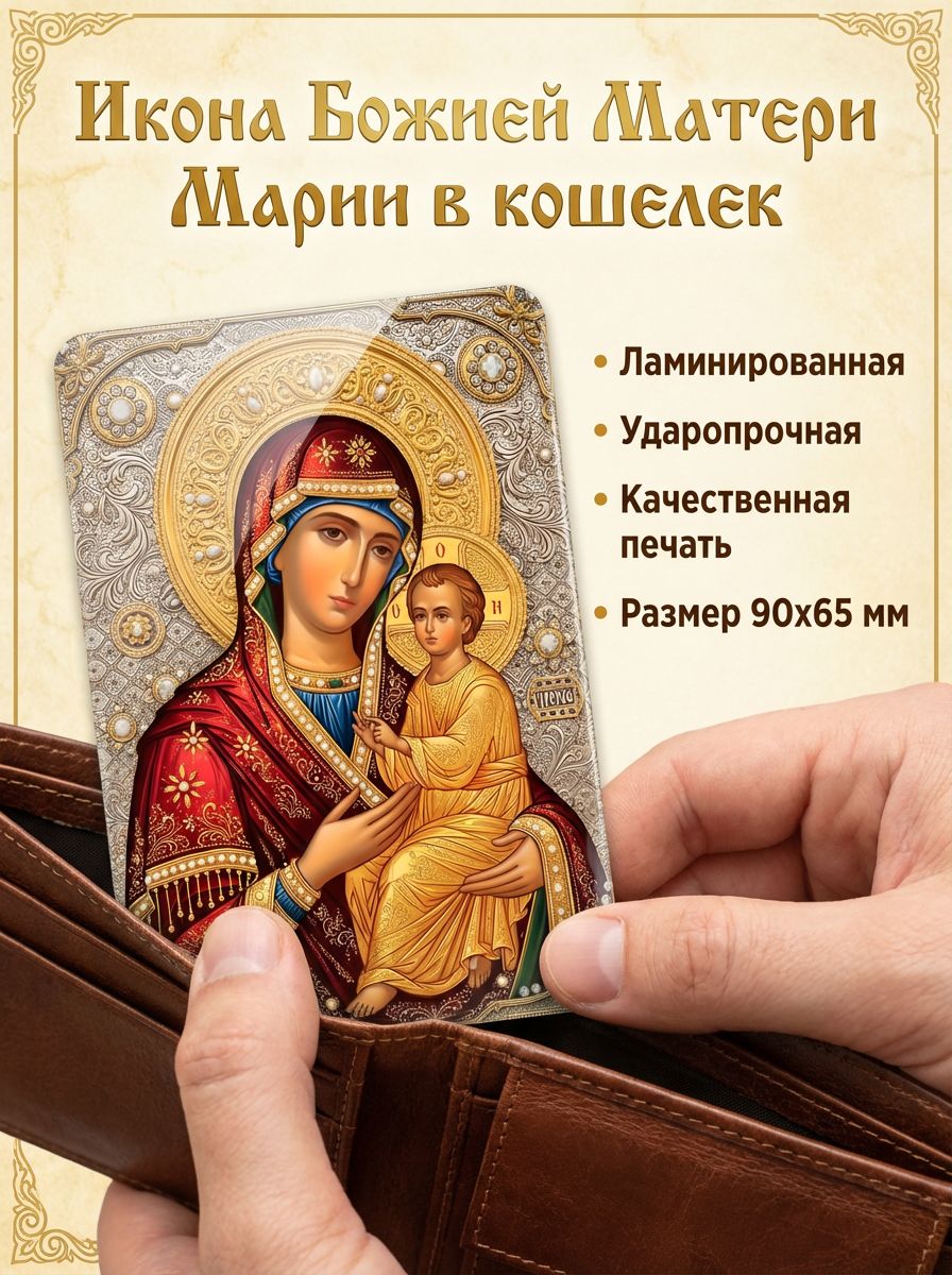 Икона Божией Матери Марии в кошелек, карманная