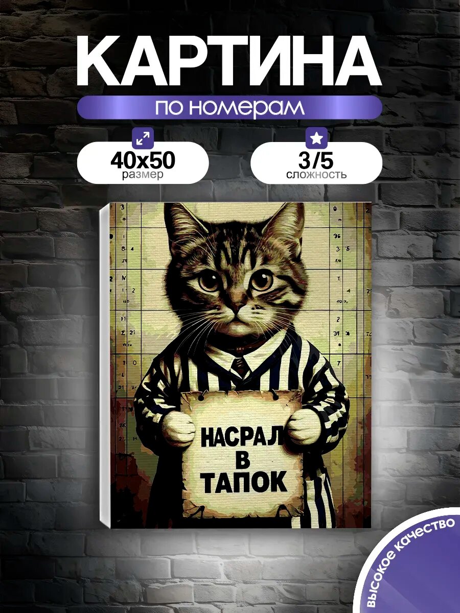 Картина по номерам Кот в тюрьме