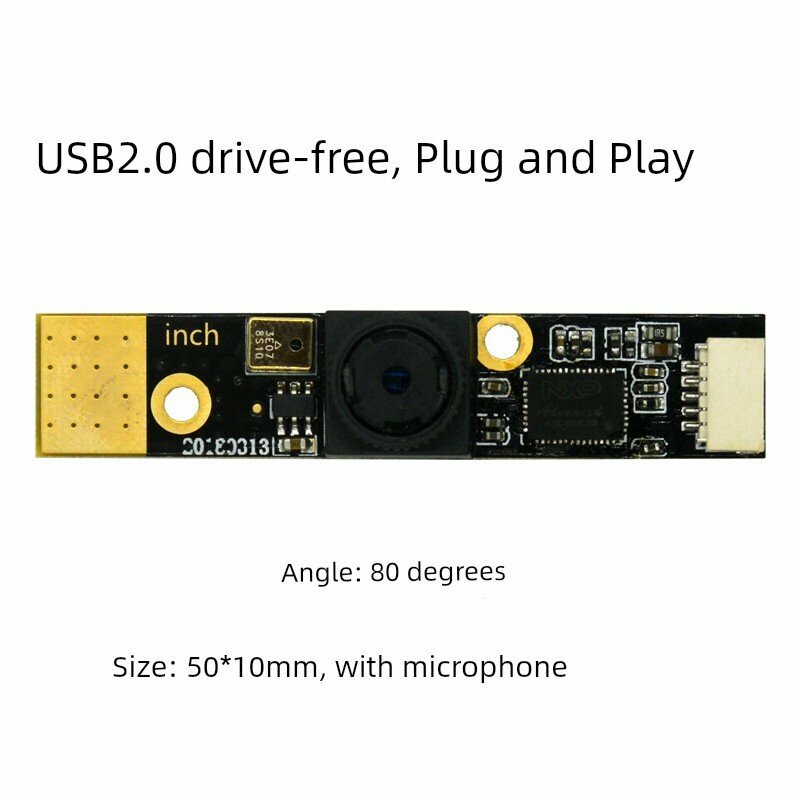 USB-камера с микрофоном 50x10 мм и углом обзора 80° для компьютера
