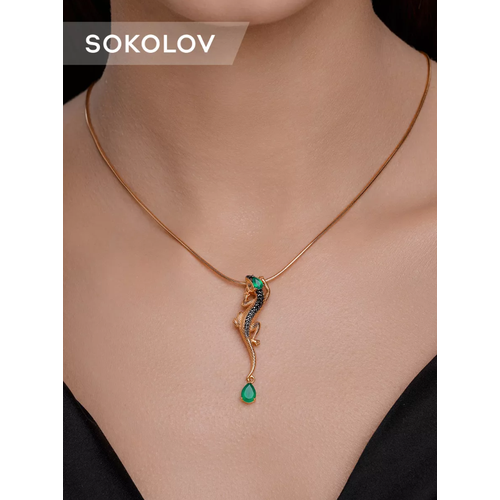 фото Подвеска sokolov, серебро, 925 проба, золочение, агат, фианит, черный